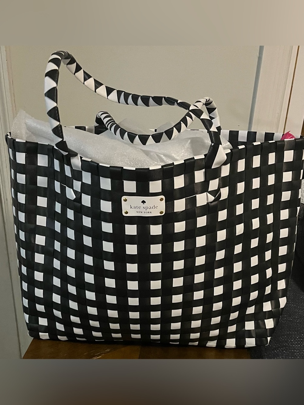 kate spade Black and White Woven Tote